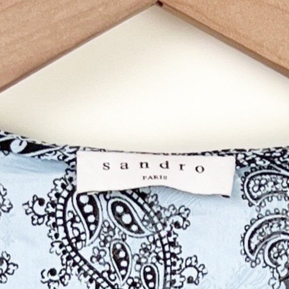 Sandro Paris Printed Silk Beane Jacquard Button Down Midi Dress Wedding Guest 36 - Picture 5 of 13